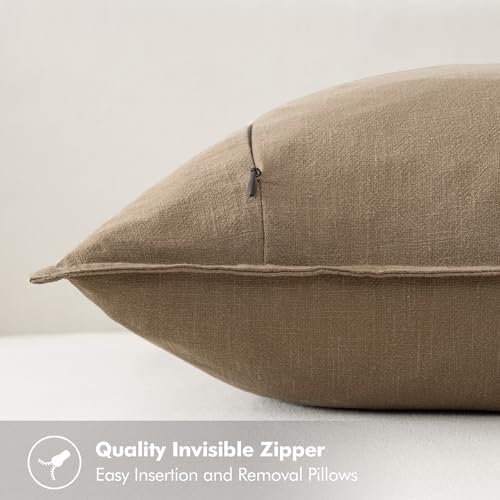 Navy Boho Linen Pillow Covers Set of 4, 20x20