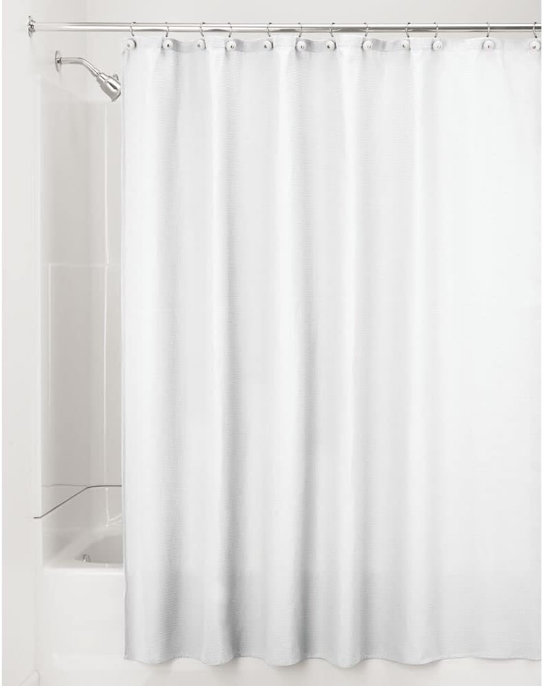 White Waffle Weave Shower Curtains Set of 2, 72"x84"