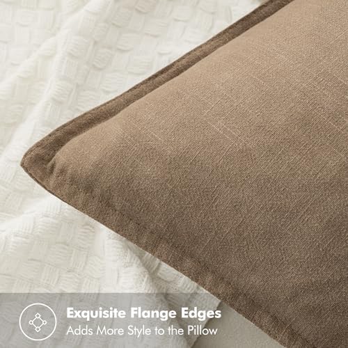 Navy Boho Linen Pillow Covers Set of 4, 20x20