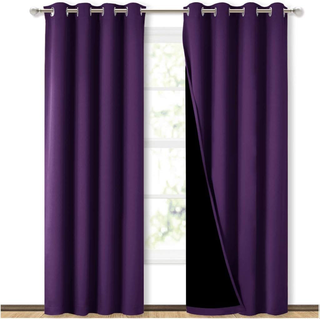Royal Purple Blackout Curtains 2 Panels 52×84 Inch