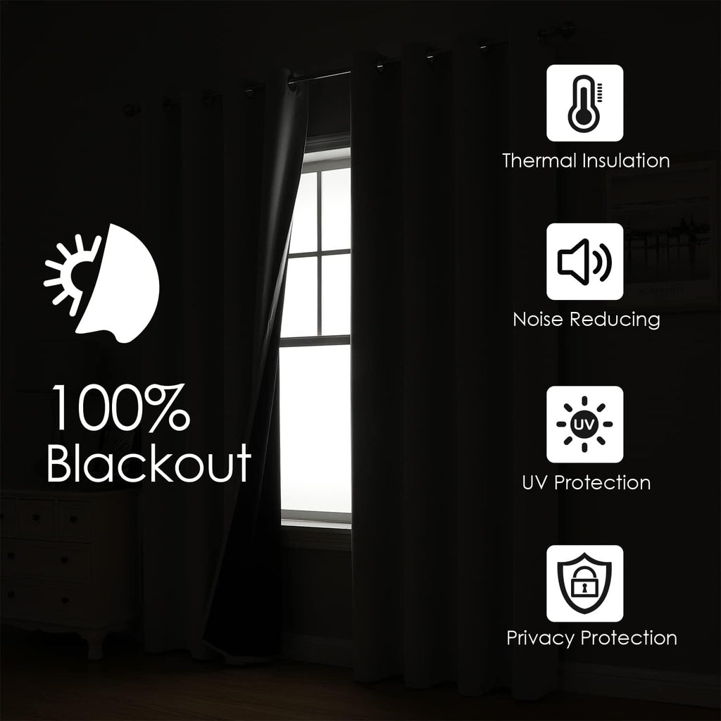 White Blackout Curtains 2 Panels 52×90 Inch