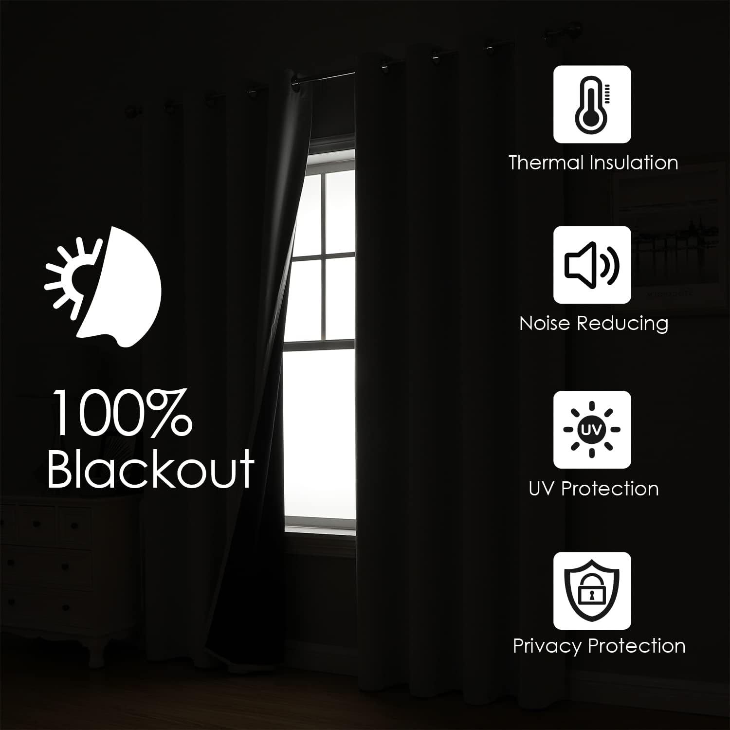 White Blackout Curtains 2 Panels 52×90 Inch