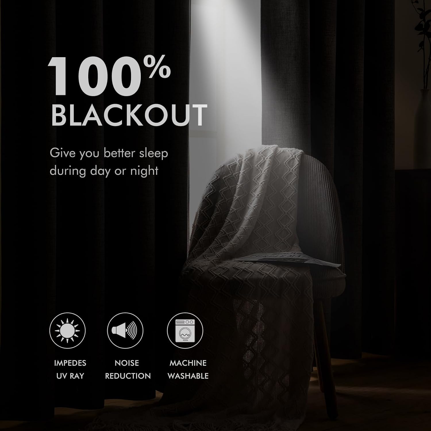 Cream Linen Blackout Curtains 2 Panels 52×84 Inch