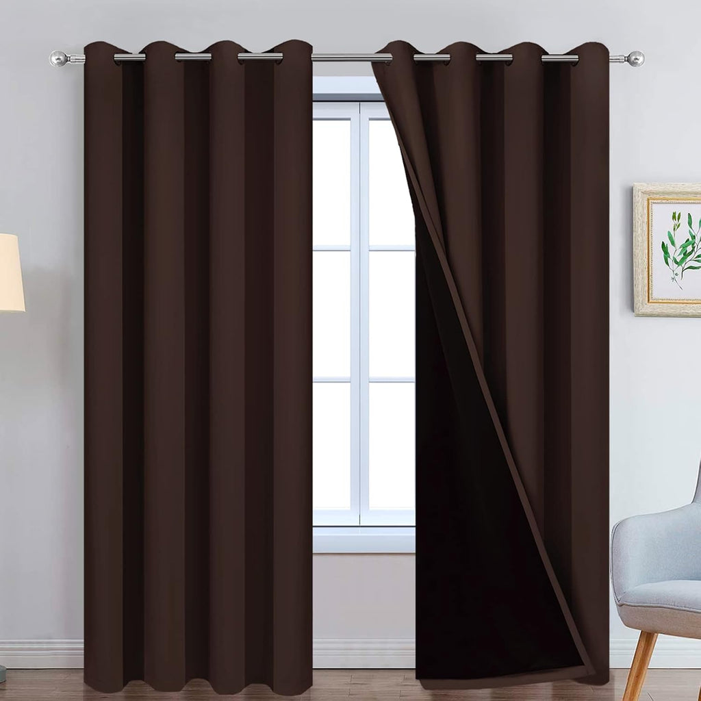 Chocolate Brown Blackout Curtains 2 Panels 52×84 Inch