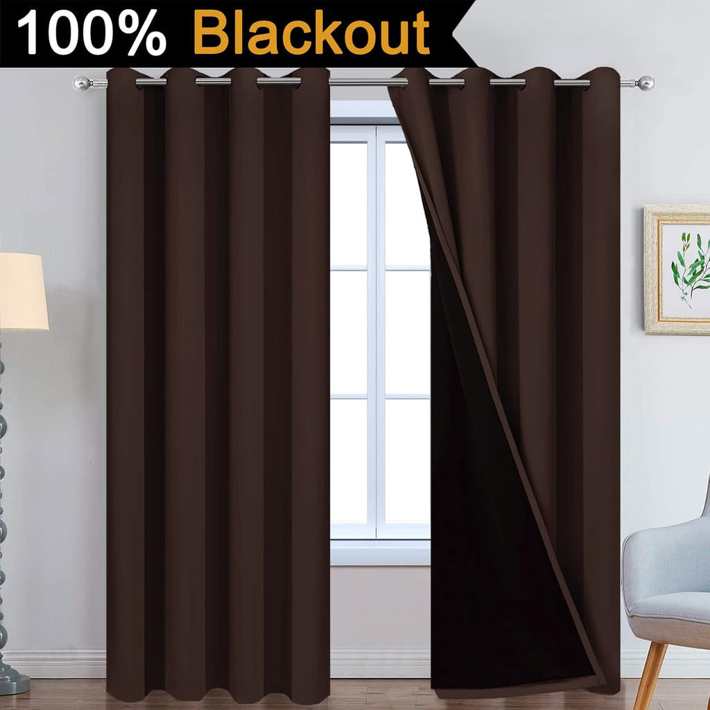 Chocolate Brown Blackout Curtains 2 Panels 52×84 Inch