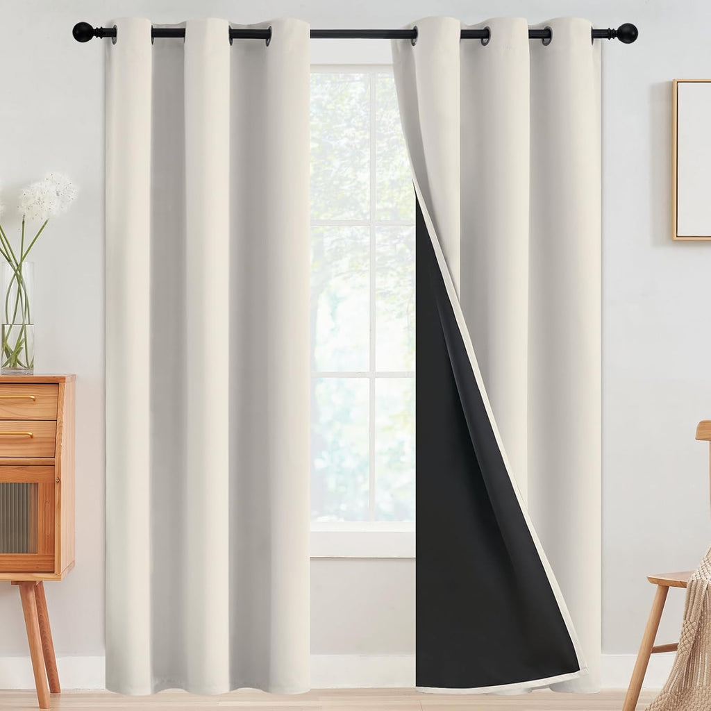Cream Blackout Curtains 2 Panels 42×72 Inch