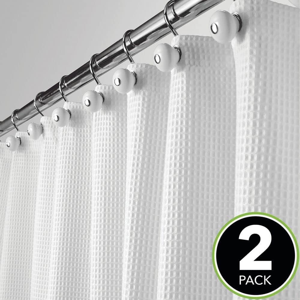 White Waffle Weave Shower Curtains Set of 2, 72"x84"