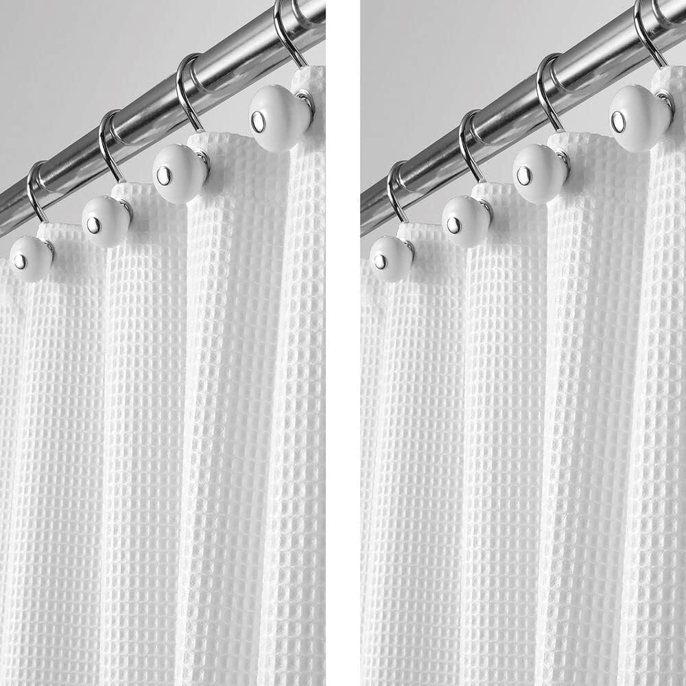 White Waffle Weave Shower Curtains Set of 2, 72"x84"