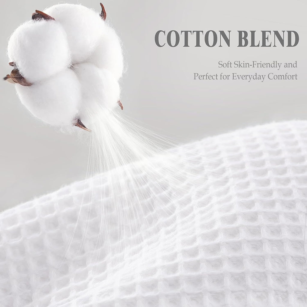White Waffle Textured Cotton Shower Curtain 72Wx90L