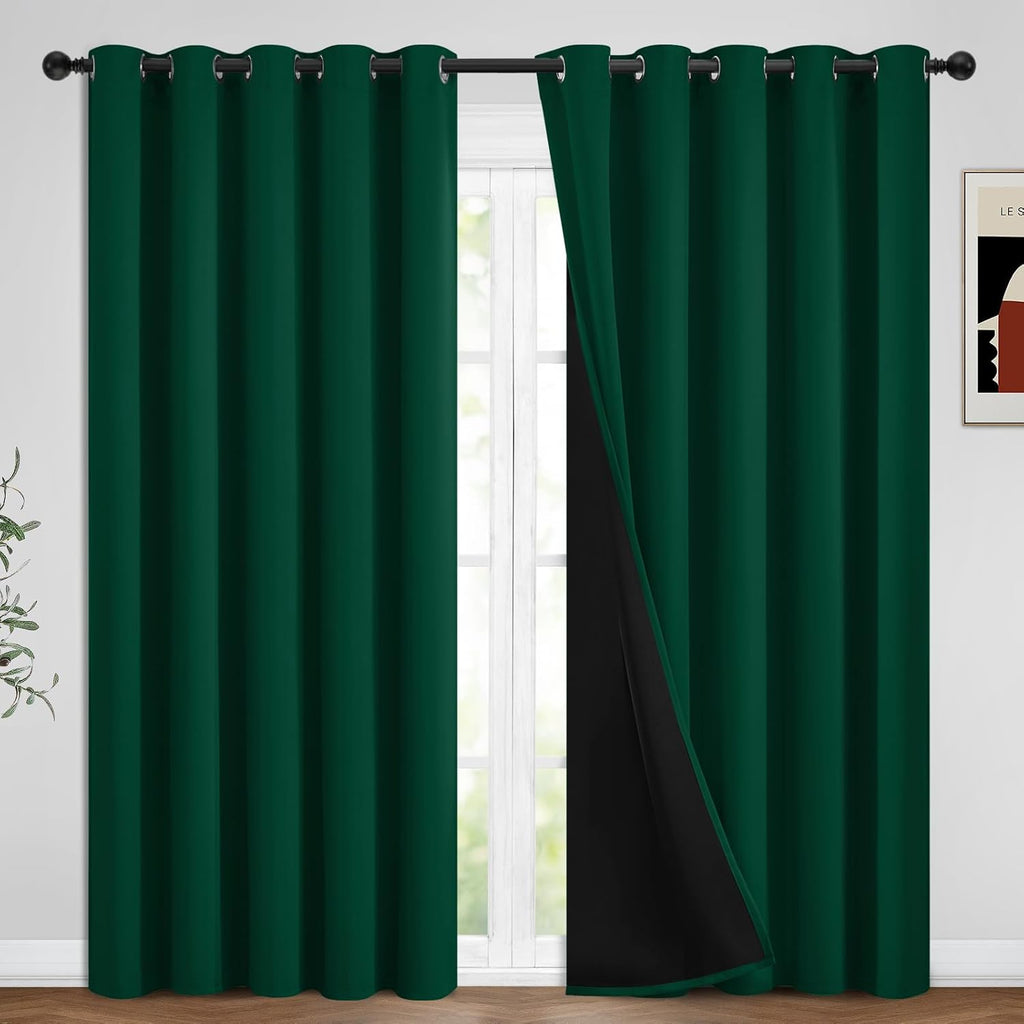 Emerald Green Blackout Curtains 2 Panels 62W×96L