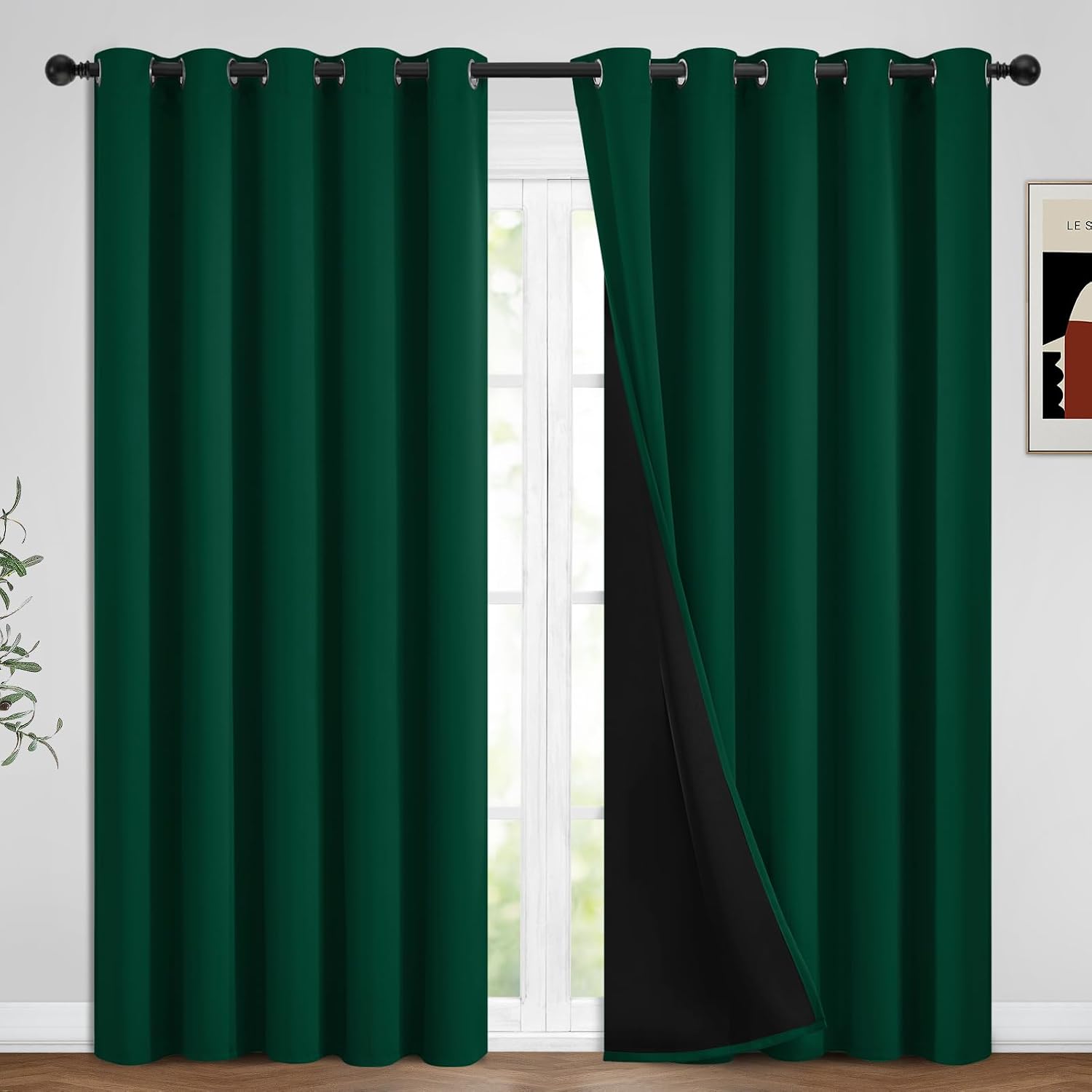 Emerald Green Blackout Curtains 2 Panels 62W×96L