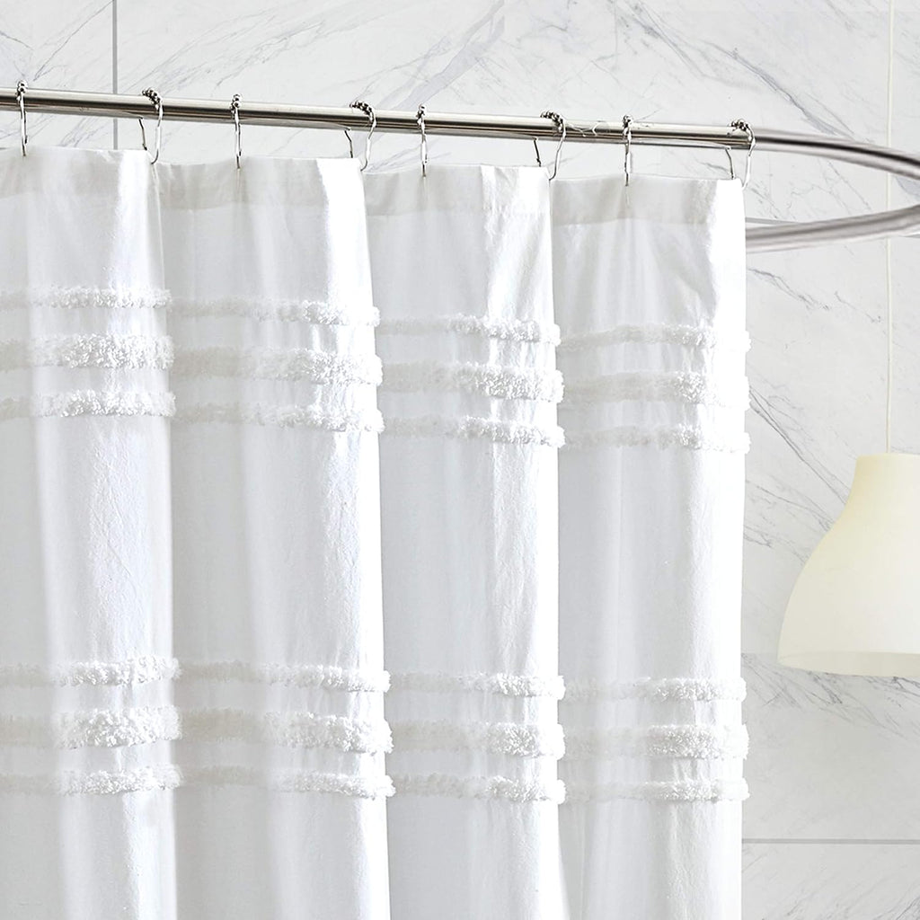 White Stripe Cotton Shower Curtain 72"x72"