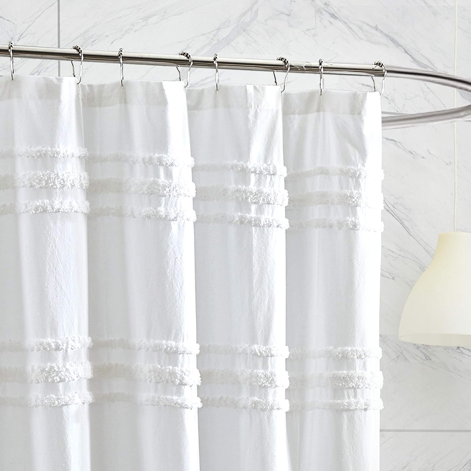 White Stripe Cotton Shower Curtain 72"x72"
