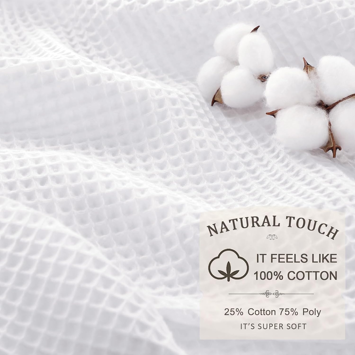 White Waffle Cotton Shower Curtain 72Wx78L