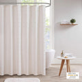 Ivory Jacquard Pom-Pom Fabric Shower Curtain