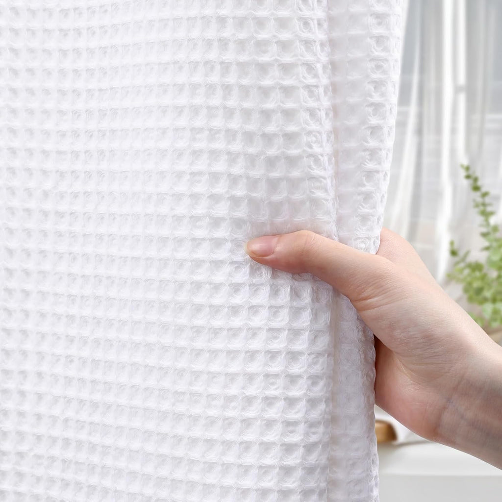White Waffle Cotton Shower Curtain 72Wx78L