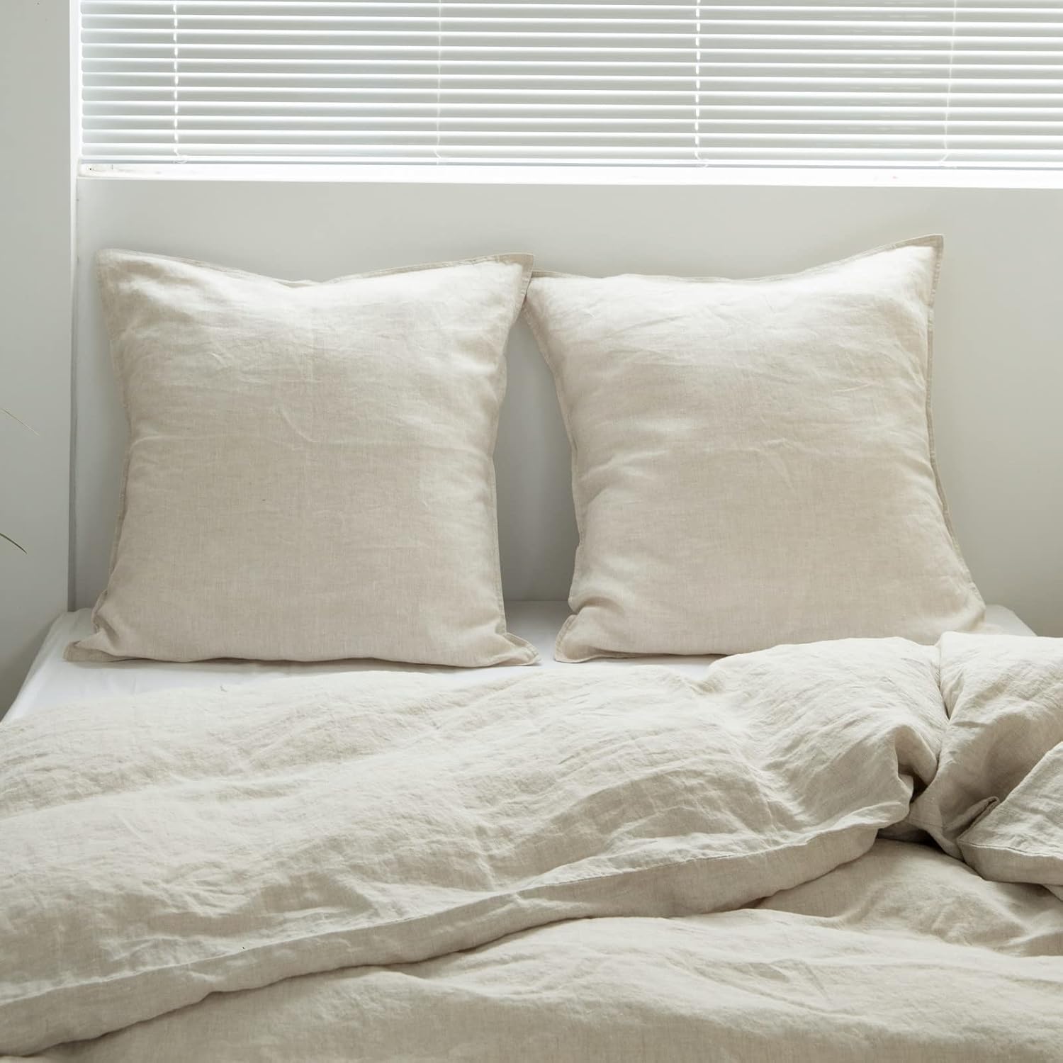Natural Washed Linen Pillow Covers Set of 2, 26"x26"