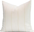 Beige Vertical Stripe Linen Pillow Cover 22"x22", Water Repellent
