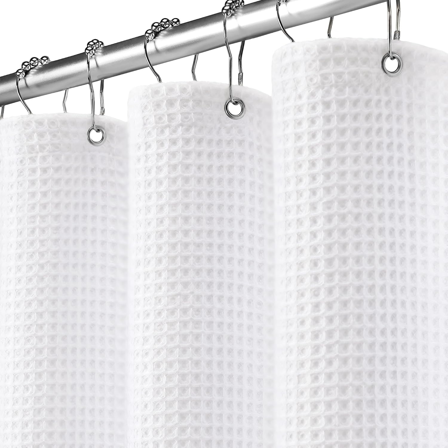 White Waffle Cotton Shower Curtain 72Wx78L
