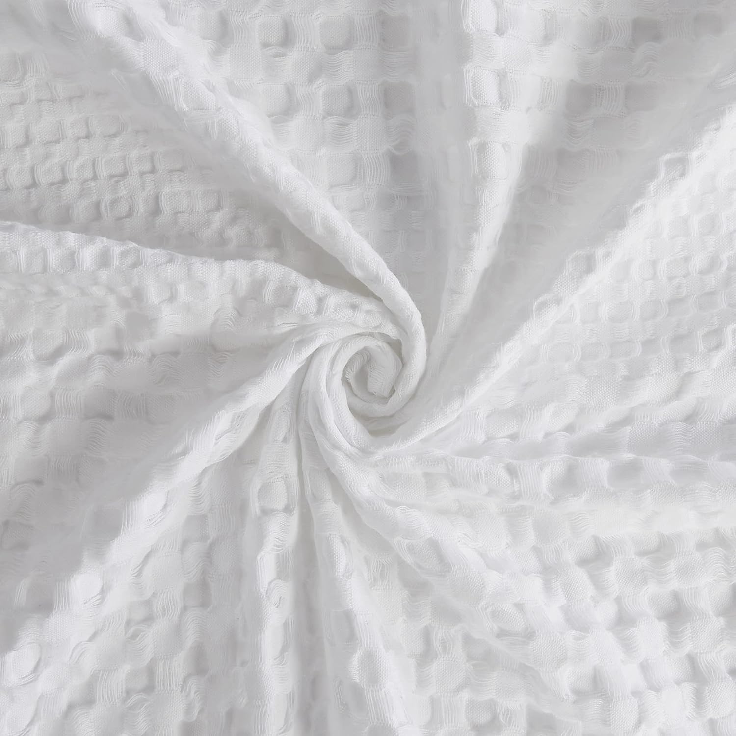 White Waffle Weave Cotton Shower Curtain 72"x72"