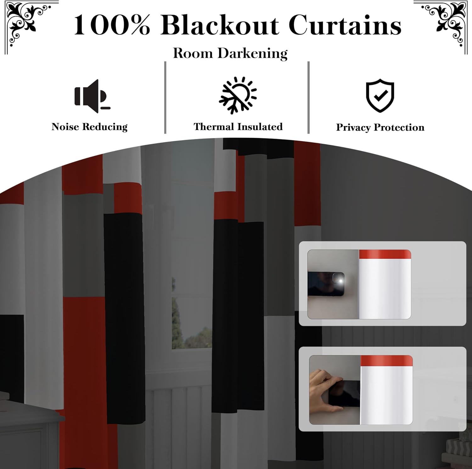Geometric Blackout Curtains 2 Panels 52W×72L