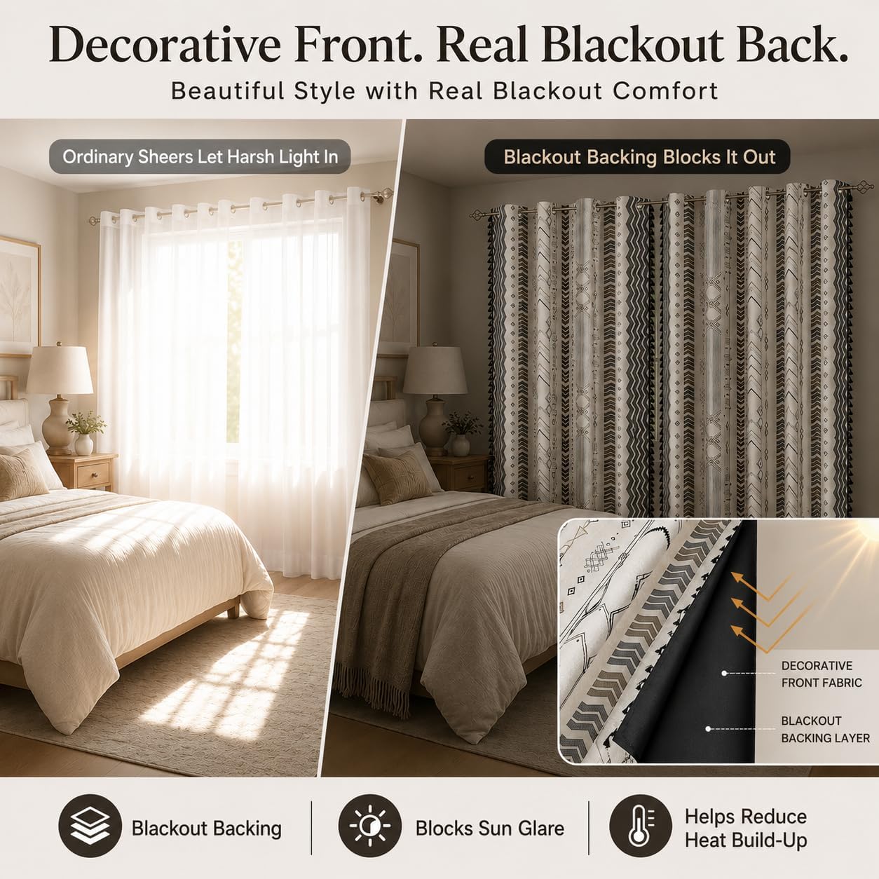 Black White Boho Blackout Curtains 84 Inch