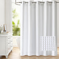 White Dream Waffle Hookless Shower Curtain with Snap Liner