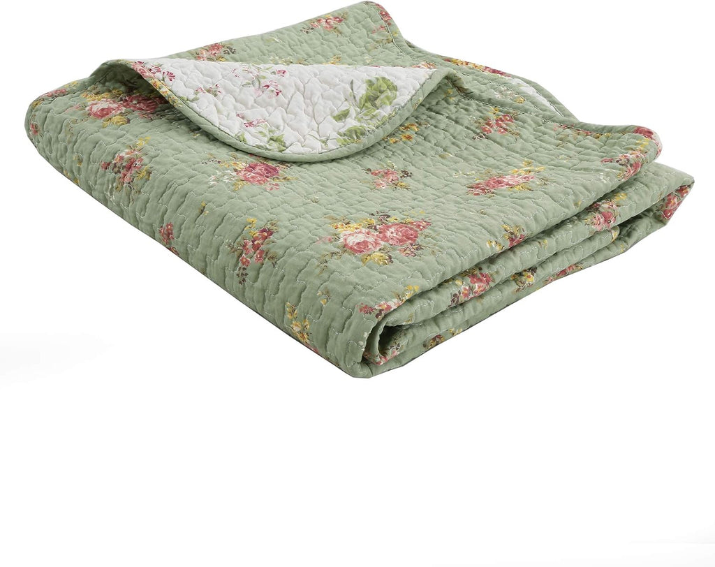 Blossom Vintage Floral Cotton Quilted Throw