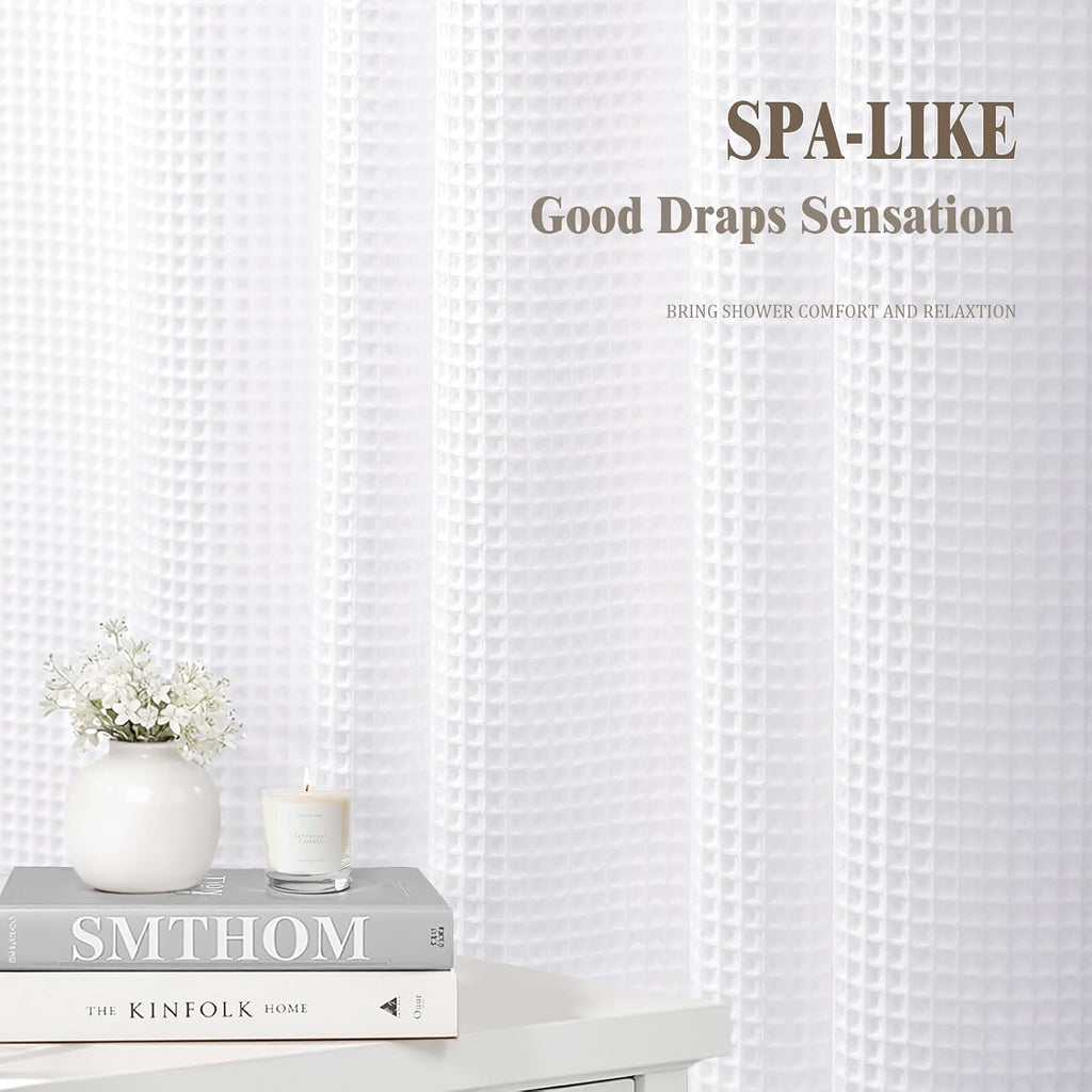 White Waffle Cotton Shower Curtain 72Wx78L