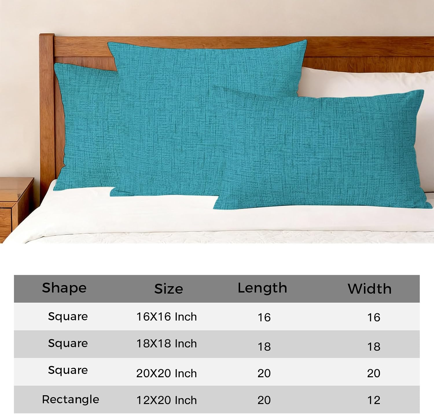 Teal Blue Cotton Linen Pillow Covers Set of 4, 16x16