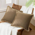 Coffee Solid Burlap Linen Pillow Covers Set of 2, 26x26