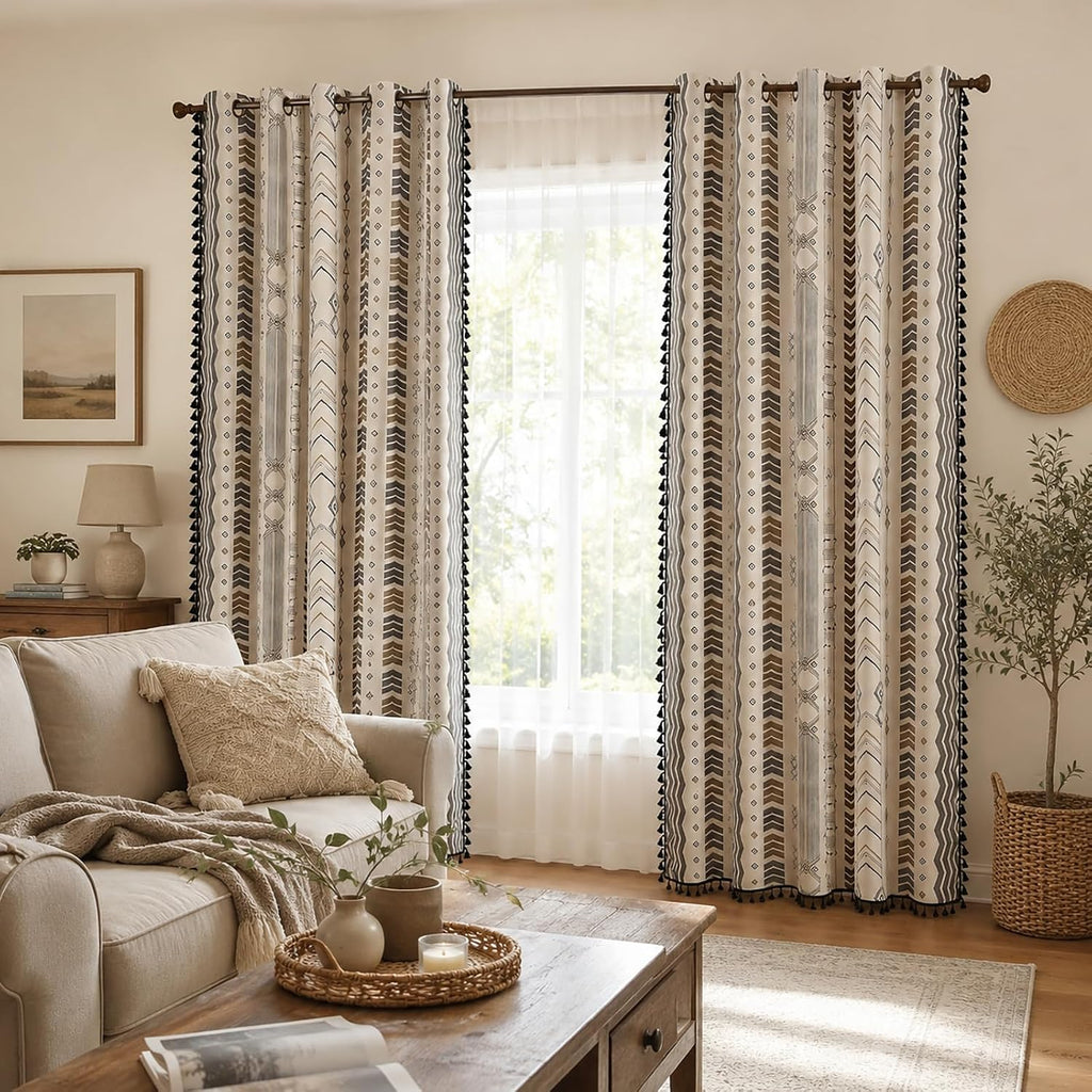 Black White Boho Blackout Curtains 84 Inch