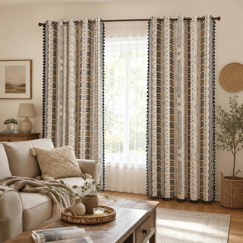 Black White Boho Blackout Curtains 84 Inch