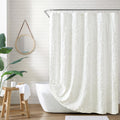 White Chenille Laurel Cotton Shower Curtain