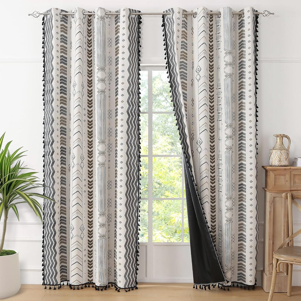 Black White Boho Blackout Curtains 84 Inch
