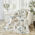 Beige Bird Print Cotton Quilted Throw 47x60 Inch