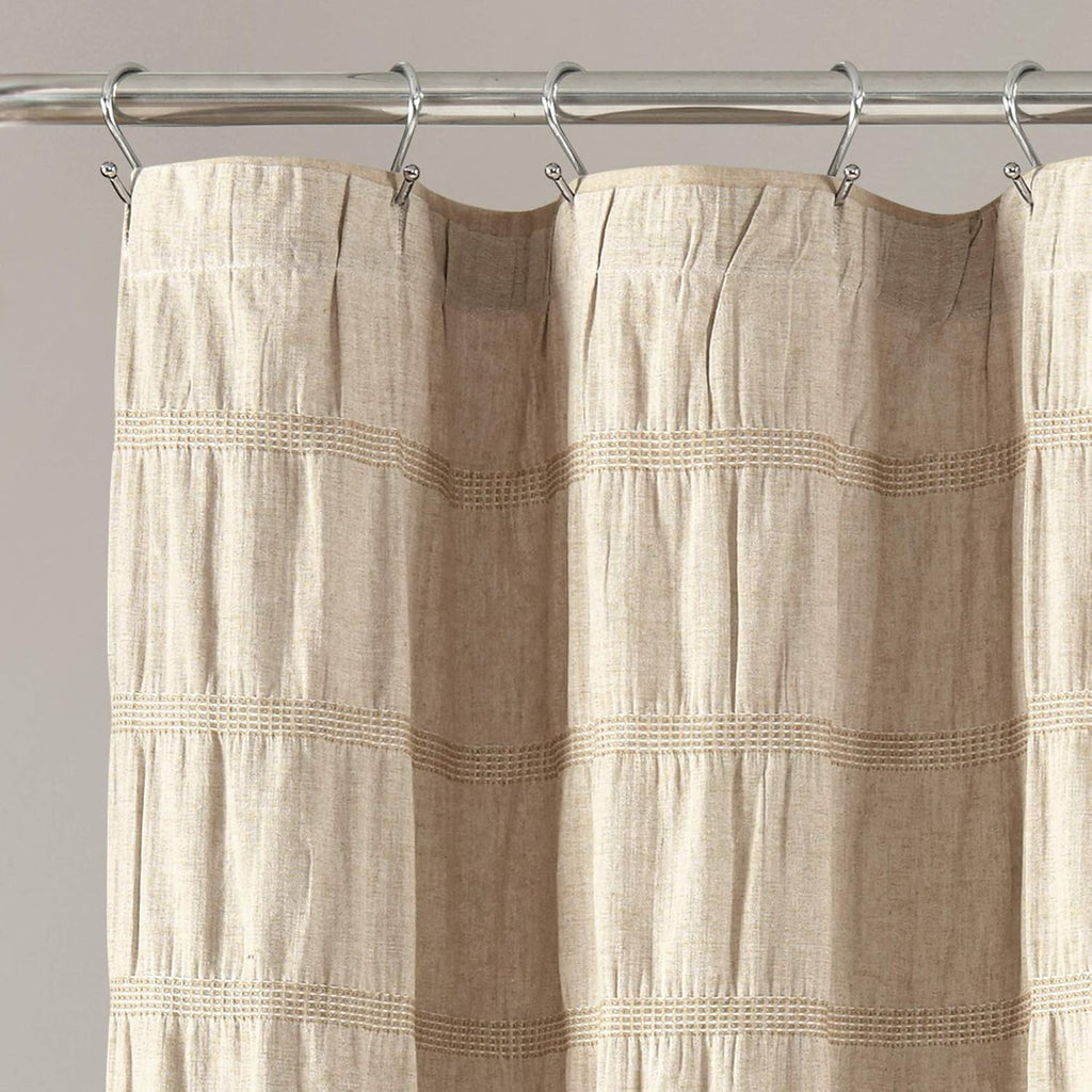 Taupe Waffle Stripe Cotton Blend Shower Curtain