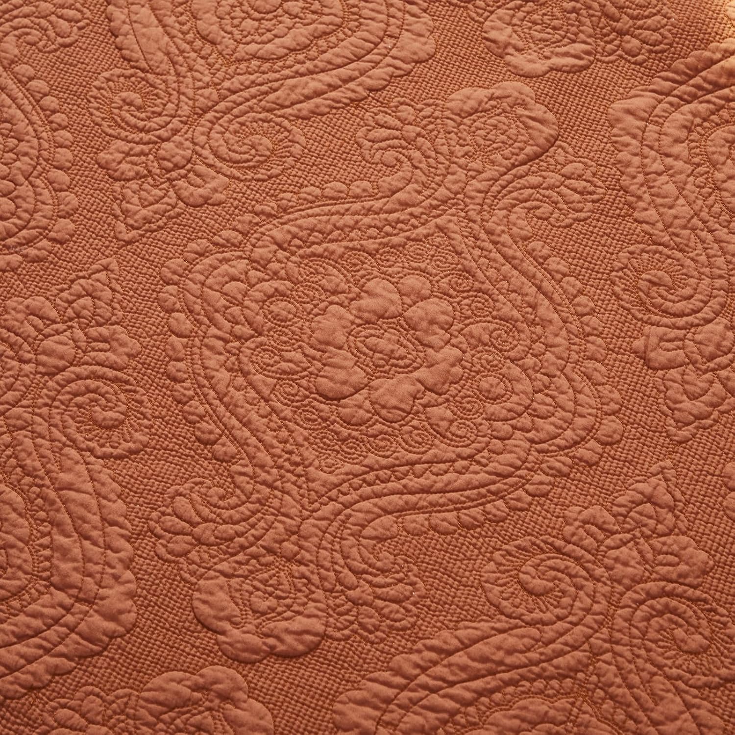 Burnt Orange Vintage Damask Cotton Quilted Throw 47x60 Inch