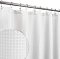 White Waffle Weave Cotton Blend Shower Curtain 72x84