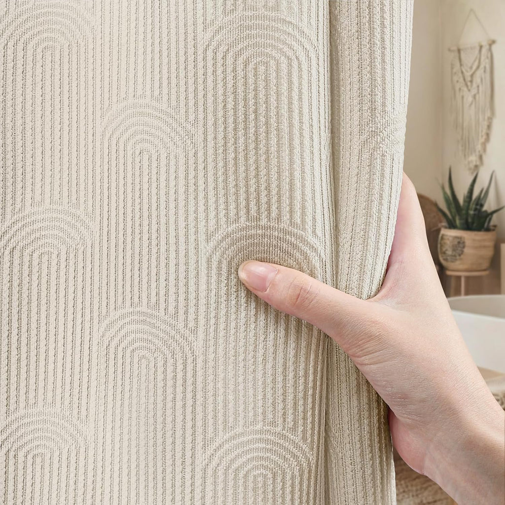 Greige Arch Texture Boho Cotton Shower Curtain 72"x72"
