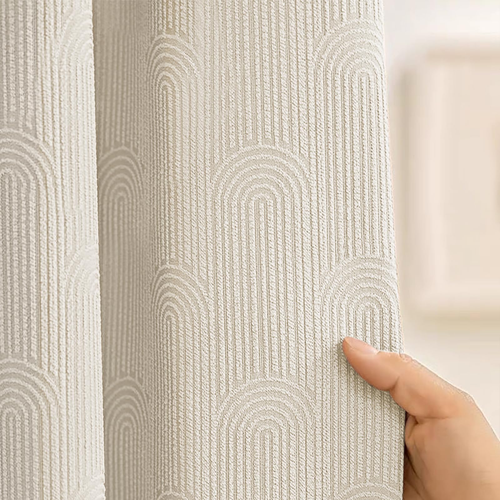 Greige Arch Texture Boho Cotton Shower Curtain 72"x72"