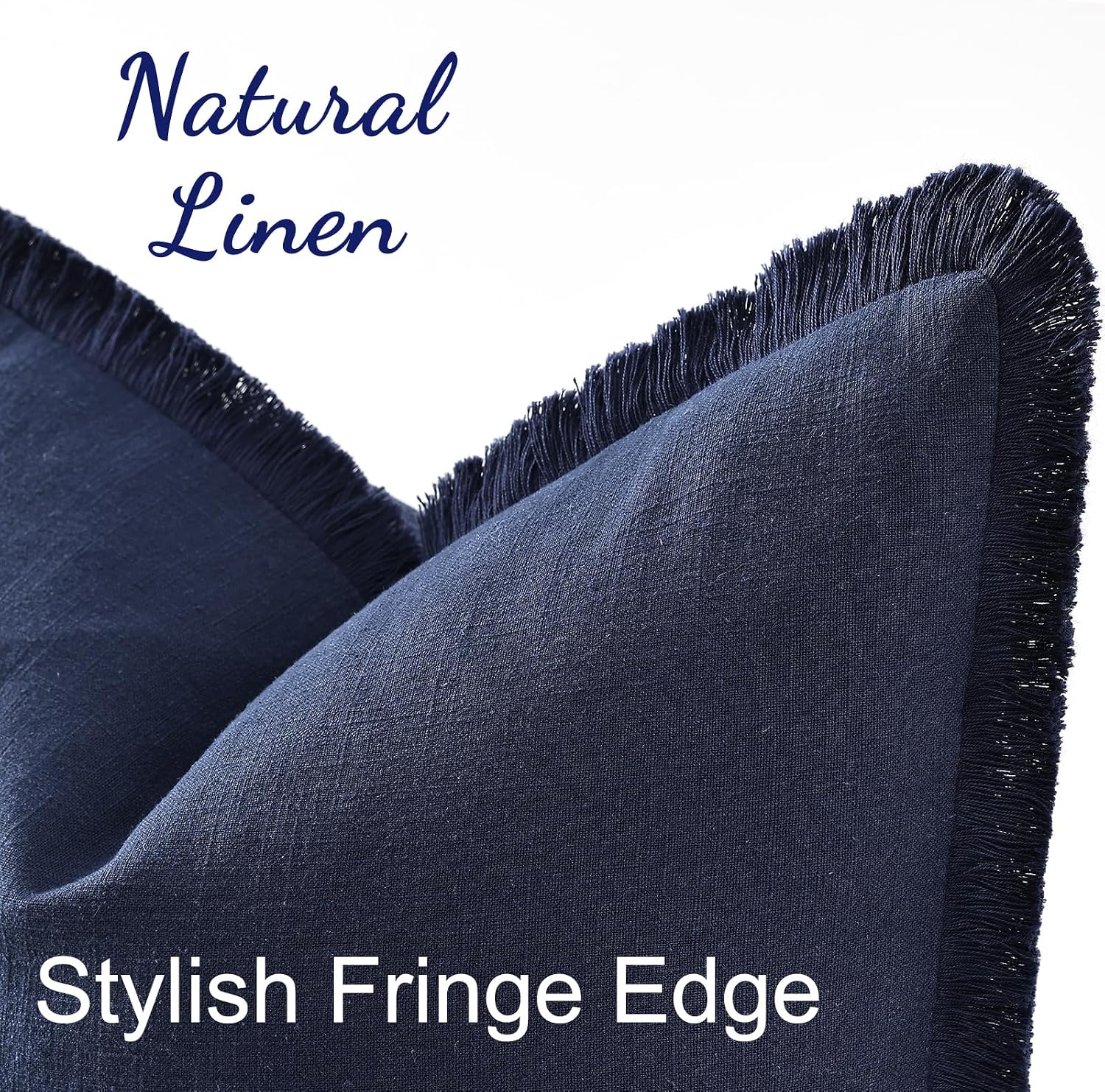 Navy Linen Pillow Covers 2 Pack 22×22 Inch
