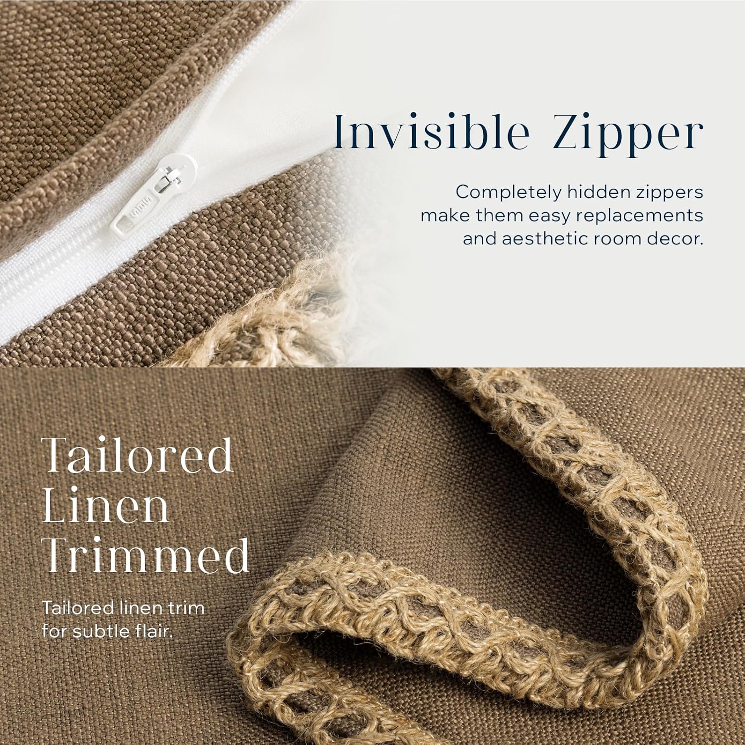 Coffee Solid Burlap Linen Pillow Covers Set of 2, 26x26