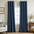 Navy Linen Blackout Curtains 2 Panels 52×84 Inch