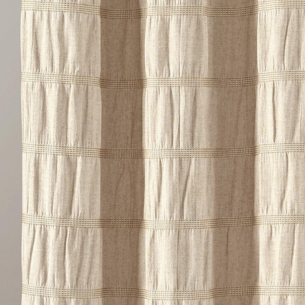 Taupe Waffle Stripe Cotton Blend Shower Curtain