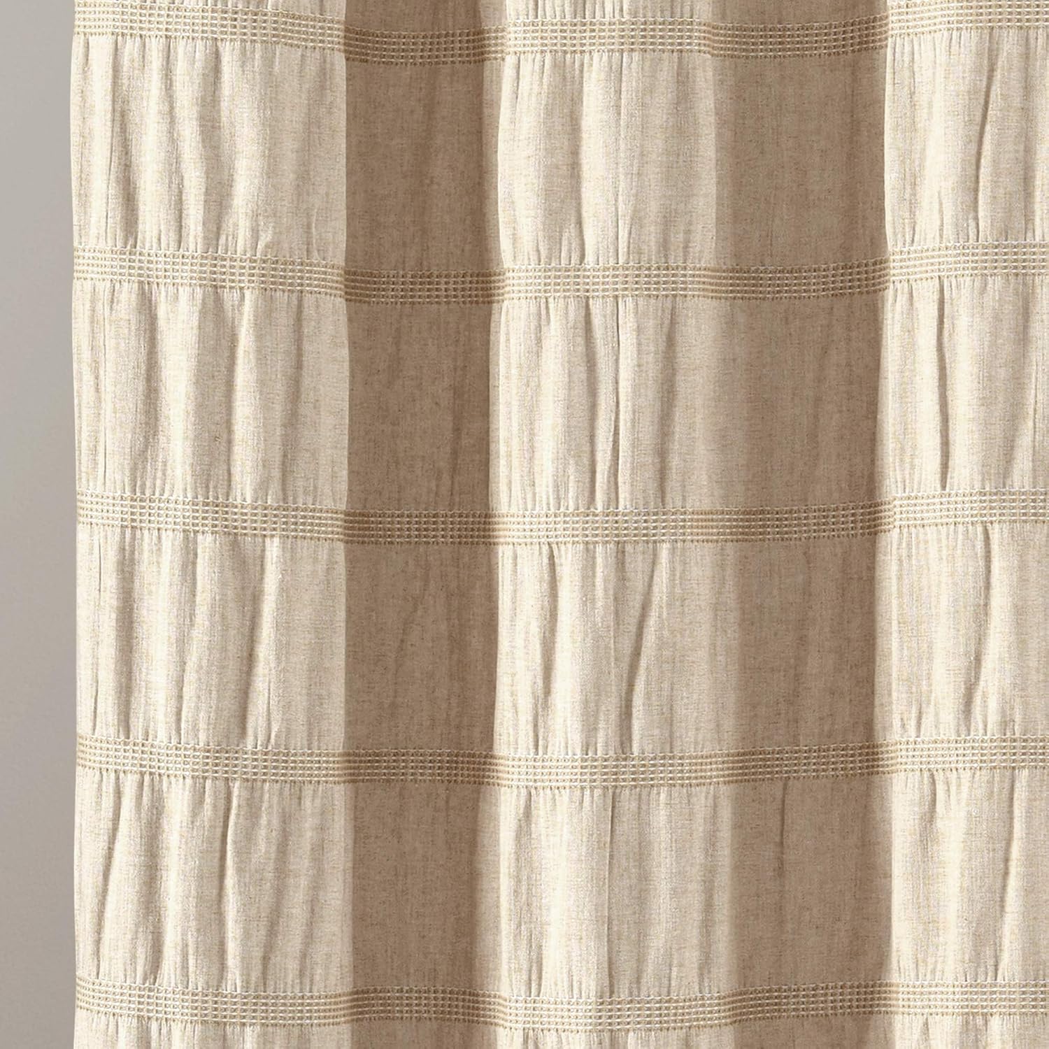 Taupe Waffle Stripe Cotton Blend Shower Curtain