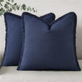 Navy Linen Pillow Covers 2 Pack 22×22 Inch