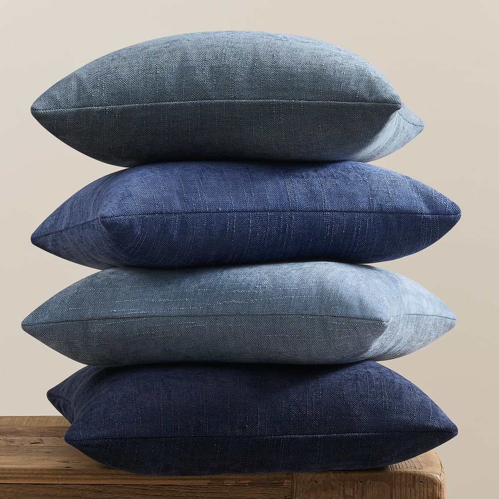 Neutral Blue Chenille Pillow Covers 4 Pack 22×22"