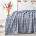 Blue Geometric Cotton Throw Quilt 50×60 Inch