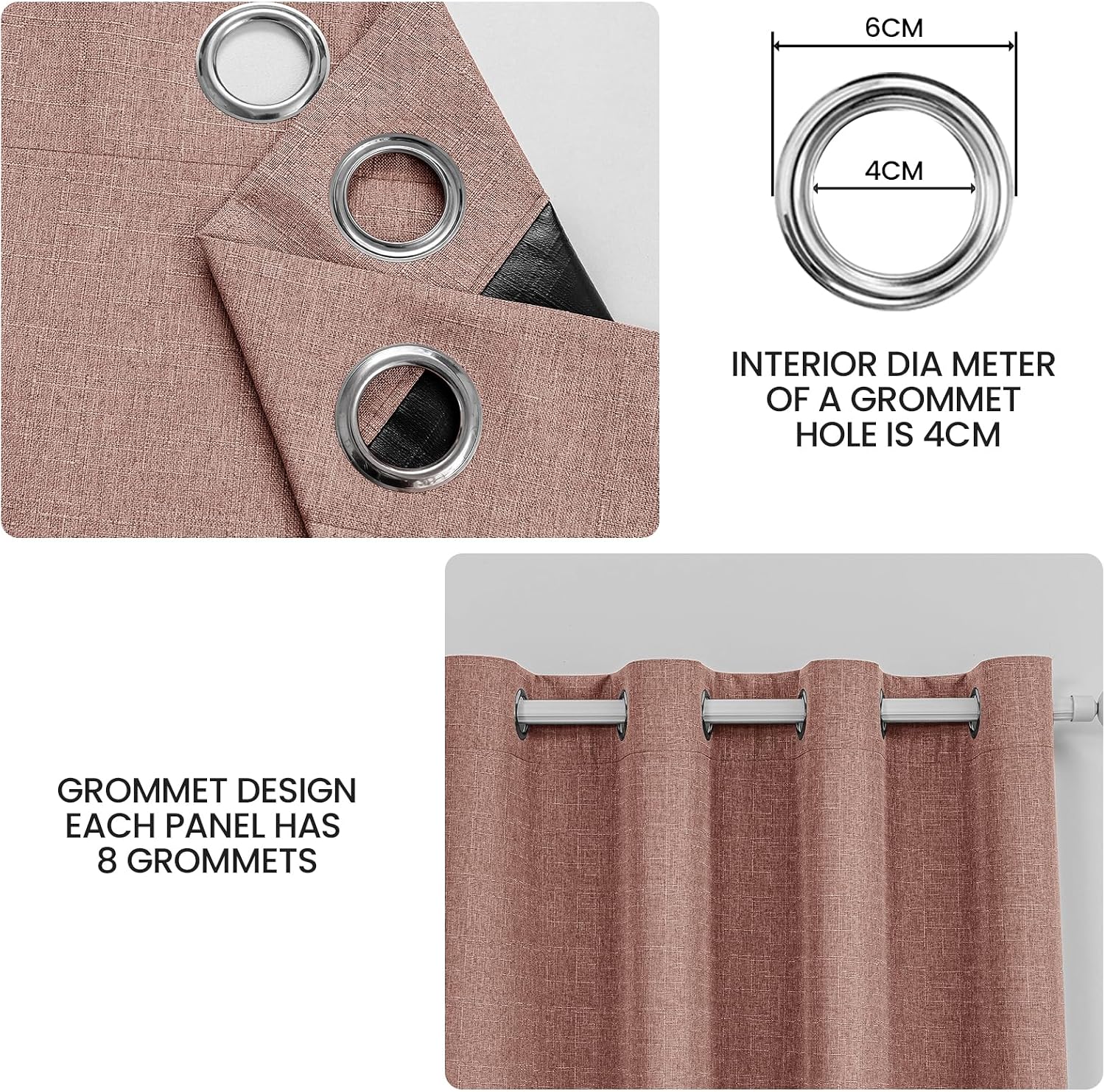 Red Coffee Faux Linen Blackout Curtains 2 Panels